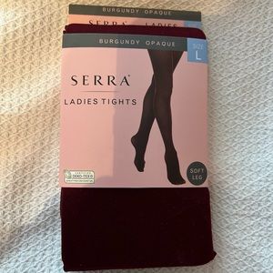 Serra ladies burgundy tights.